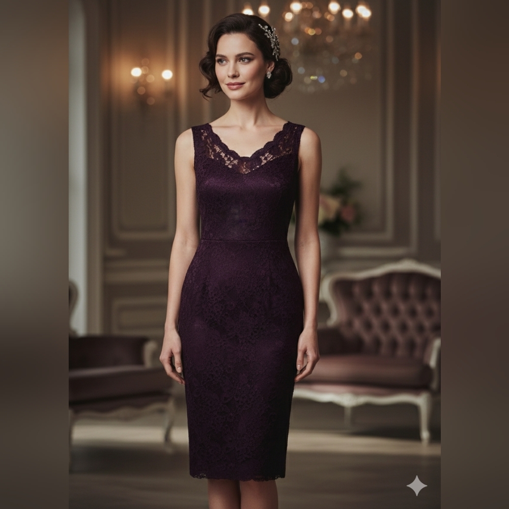 Dolce & Gabbana purple lace bodycon midi dress 42